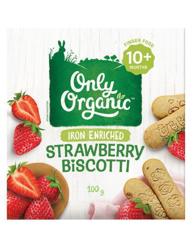 Only Organic Strawberry Biscotti  100g