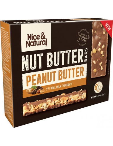 Nice & Natural Nut Butter Bars Peanut Butter With Milk Choc 5 pack