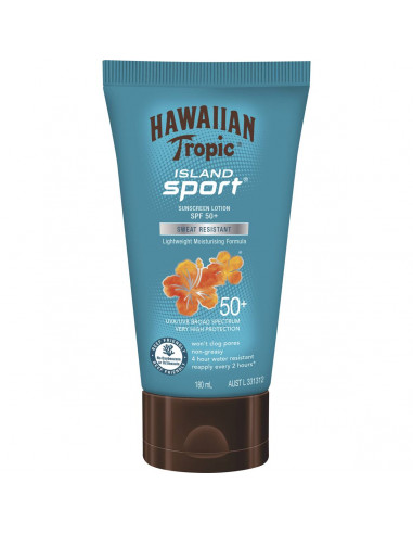 Hawaiian Tropic Island Sport Sunscreen Lotion Spf 50+ Sweat Resistant 180ml