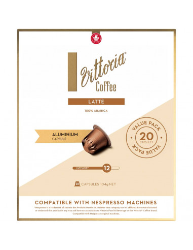 Vittoria Latte Nespresso Compatible Coffee Capsules 20 pack