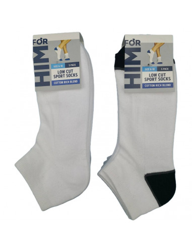 For Him Low Cut Sport Socks Size 6-10 Assorted 5 pack