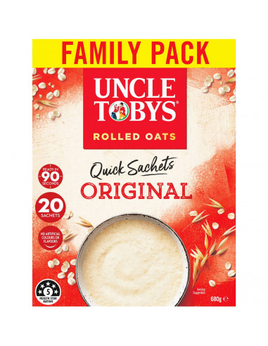 Uncle Tobys Rolled Oats Quick Sachets Original 20 pack
