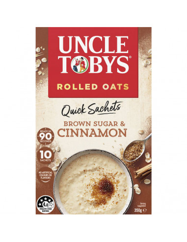 Uncle Tobys Rolled Oats Quick Sachets Brown Sugar & Cinnamon 10 pack