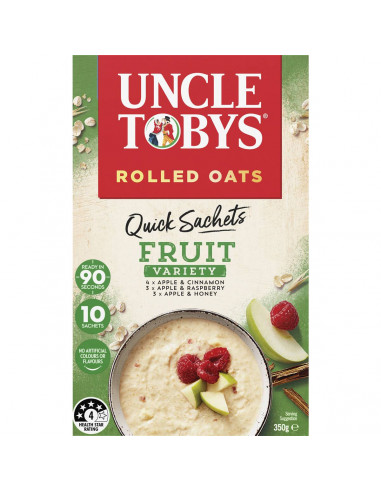Uncle Tobys Rolled Oats Quick Sachets Fruit Variety 10 pack