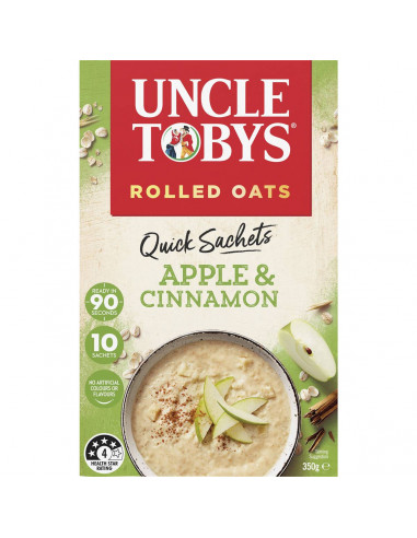 Uncle Tobys Rolled Oats Quick Sachets Apple & Cinnamon 10 pack