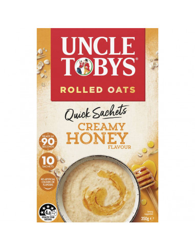 Uncle Tobys Rolled Oats Quick Sachets Creamy Honey 10 pack