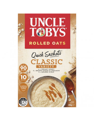 Uncle Tobys Rolled Oats Quick Sachets Classic Variety 10 pack