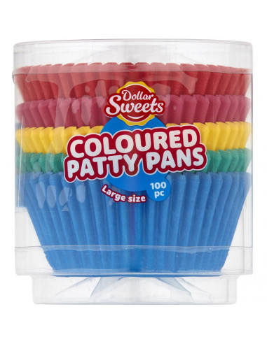 Dollar Sweets Coloured Patty Pans Large 100 pack