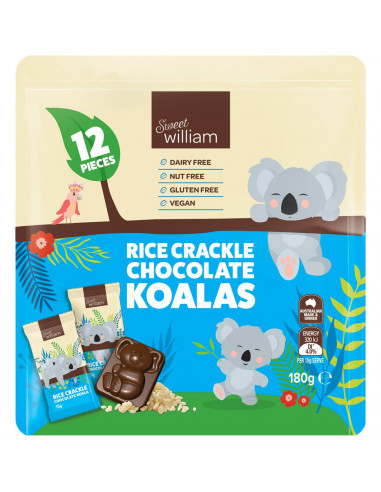 Sweet William Rice Crackle Chocolate Koalas 12 pack