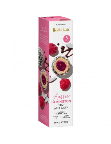 Health Lab Aussie Lamington Jam Filled Chocolate Coated Balls 5 pack