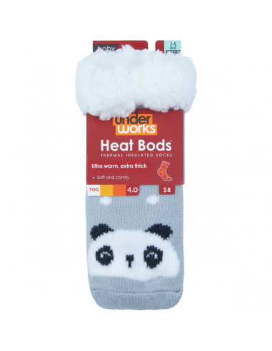 Underworks Infants Heat Bods Thermal Tog 4.0 Socks Panda Size 2-5 1 pair