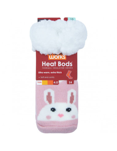 Underworks Infants Heat Bods Thermal Tog 4.0 Socks Bunny Size 2-5 1 pair
