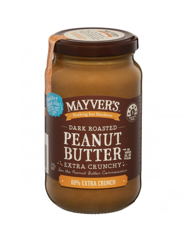 Mayver's Dark Roasted Extra Crunchy Peanut Butter 375g