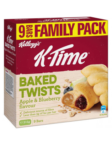 Kellogg's K-time Baked Twists Apple & Blueberry Flavoured Snack Bars 9 Pack