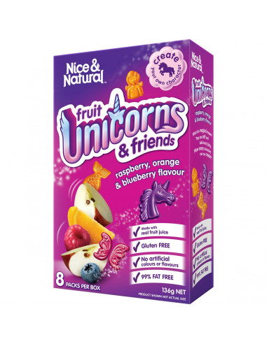 Nice & Natural Unicorn & Friends Fruit Packs 8 Pack