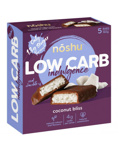 Noshu Low Carb Coconut Bliss Indulgence Bars 5 Pack