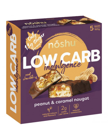 Noshu Low Carb Peanut & Caramel Nougat Indulgence Bars 5 Pack