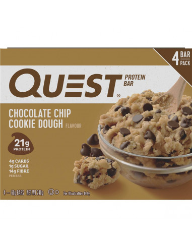 Quest Protein Bars Choc Chip Cookie Dough 4 Pack