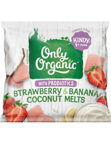 Only Organic With Probiotics Strawberry & Banana Coconut Melts 1+ Years 6g