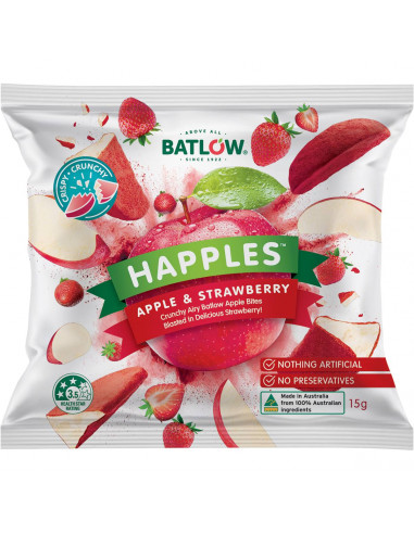 Batlow Happles Apple & Strawberry Freeze Dried Apple Slices 15g