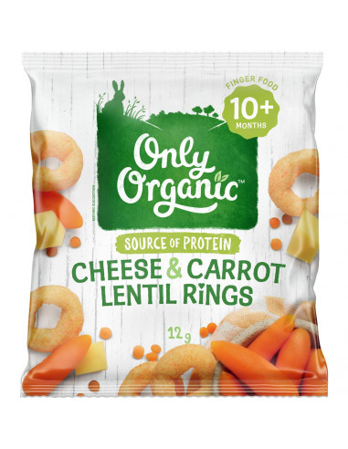 Only Organic Cheese & Carrot Lentil Rings 12g