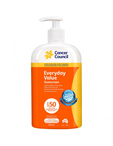 Cancer Council Everyday Value Sunscreen Spf50+ 500ml