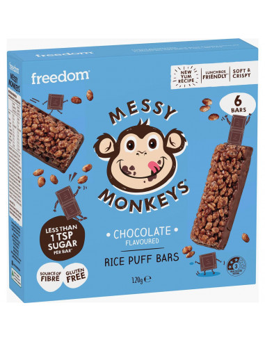 Messy Monkeys Choc Rice Puff Bars 6 Pack