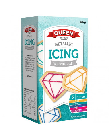 Queen Metallic Icing Writing Gel 5 Pack