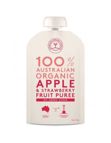 Australian Organic Food Co Fruit Puree Apple & Strawberry 120G