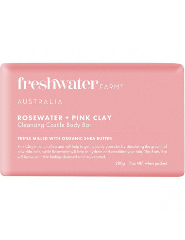 Freshwater Farm Australia Rosewater & Pink Clay Cleansing Bar 200G