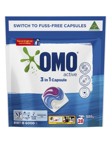 Omo Active 3 In 1 Laundry Capsule 28 pack