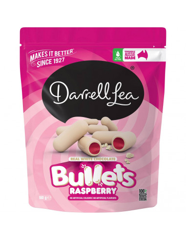 Darrell Lea White Chocolate Raspberry Bullets Share Bag 180g