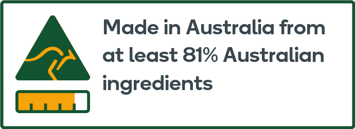 Made in Australia from at least 81% Australian ingredients