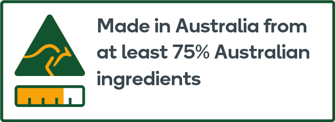 Made in Australia from at least 75% Australian ingredients