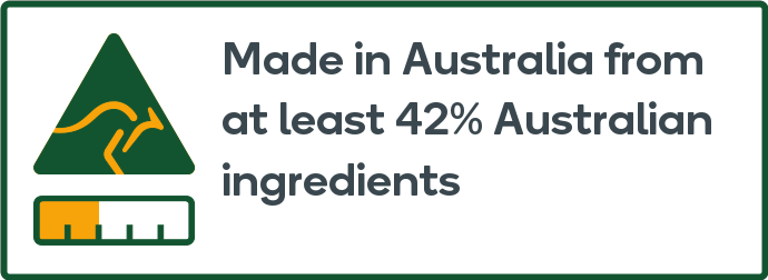 Made in Australia from at least 42% Australian ingredients