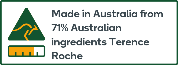 Made in Australia from 71% Australian ingredients Terence Roche