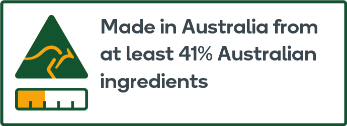 Made in Australia from at least 41% Australian ingredients
