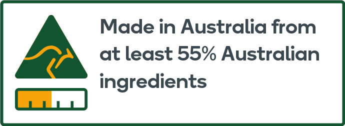 Made in Australia from at least 55% Australian ingredients